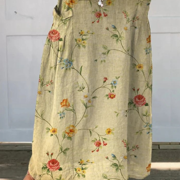 Marie floral print maxi skirt in Beige, front view