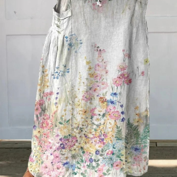 Marie floral print maxi skirt in White, view 3