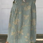 Retro floral linen skirt with pockets in Multicolour, front view