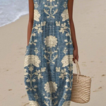Belle boho floral sleeveless midi dress in Multicolour, front view
