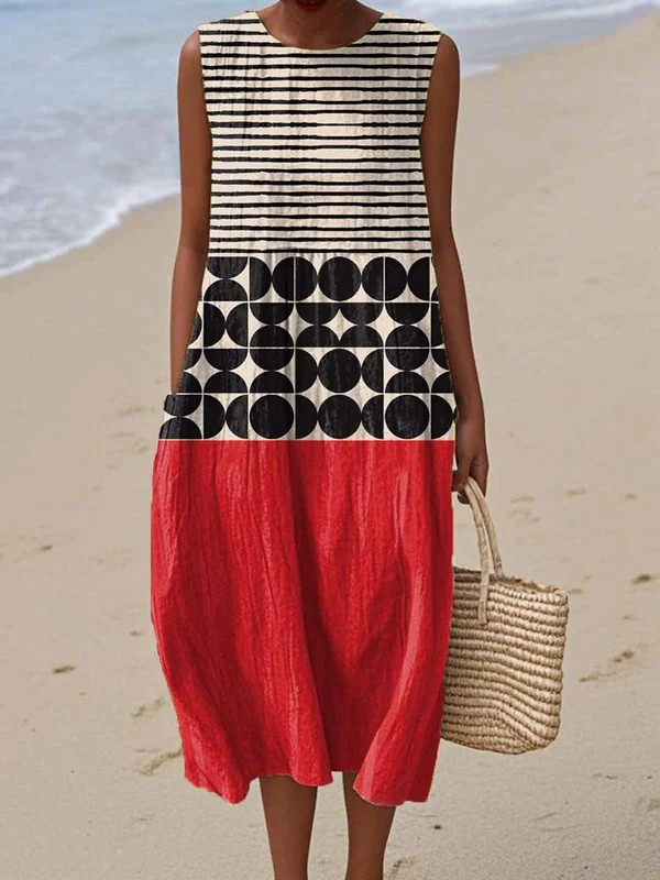Jane colourblock midi dress in Multicolour, front view