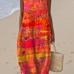 Arabella sunset print midi dress, front view