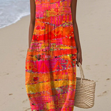 Arabella sunset print midi dress, front view