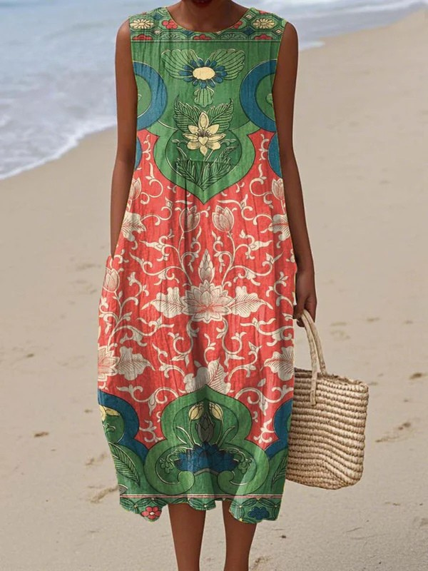 Wren bohemian multicolour midi dress, front view