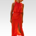 Leonie orange midi dress, front view