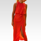 Leonie orange midi dress, front view