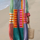 Retro geometric print midi dress in Multicolour, front view