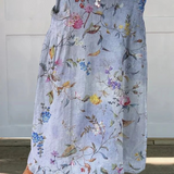 Vintage blue print linen midi skirt, view 2