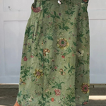 Retro art print linen maxi skirt in Multicolour, front view