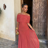 Toledo linen blend one shoulder maxi dress, view 4