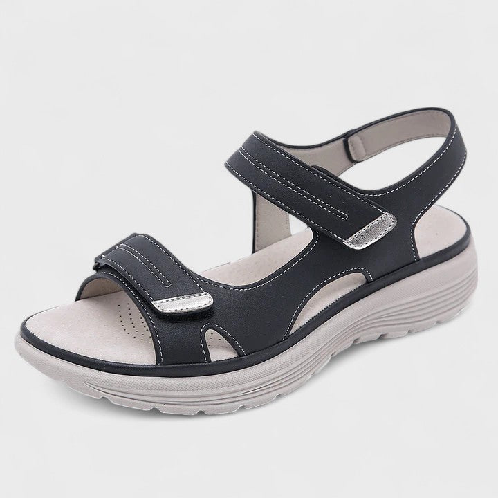 Simona orthopaedic sandals in Black, front view