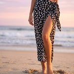 Botanical print maxi wrap skirt in Light Grey, view 4