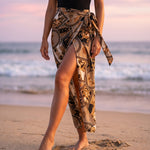 Botanical print maxi wrap skirt in Yellow, view 5