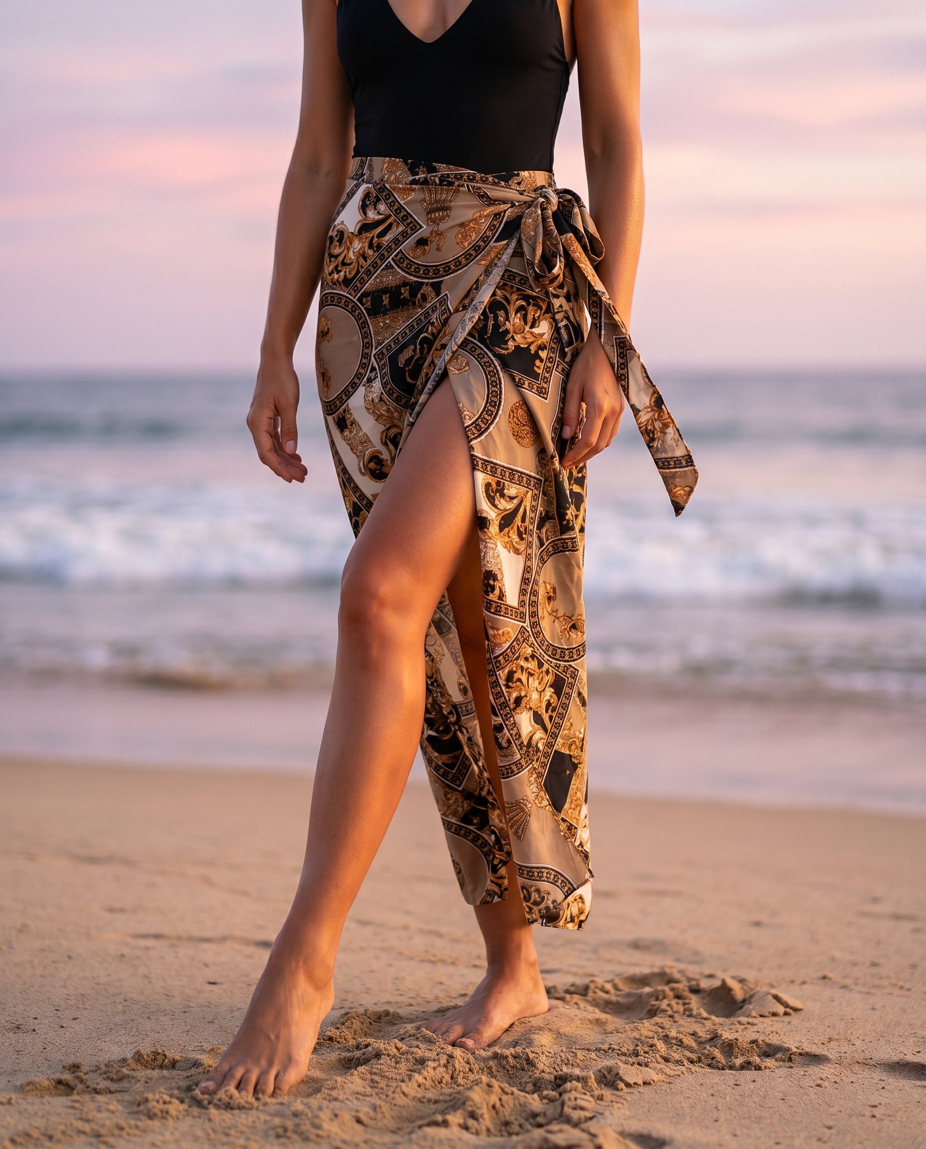 Botanical print maxi wrap skirt in Yellow, view 5