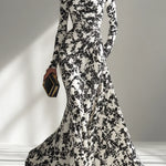Nikita black and white floral maxi dress, front view