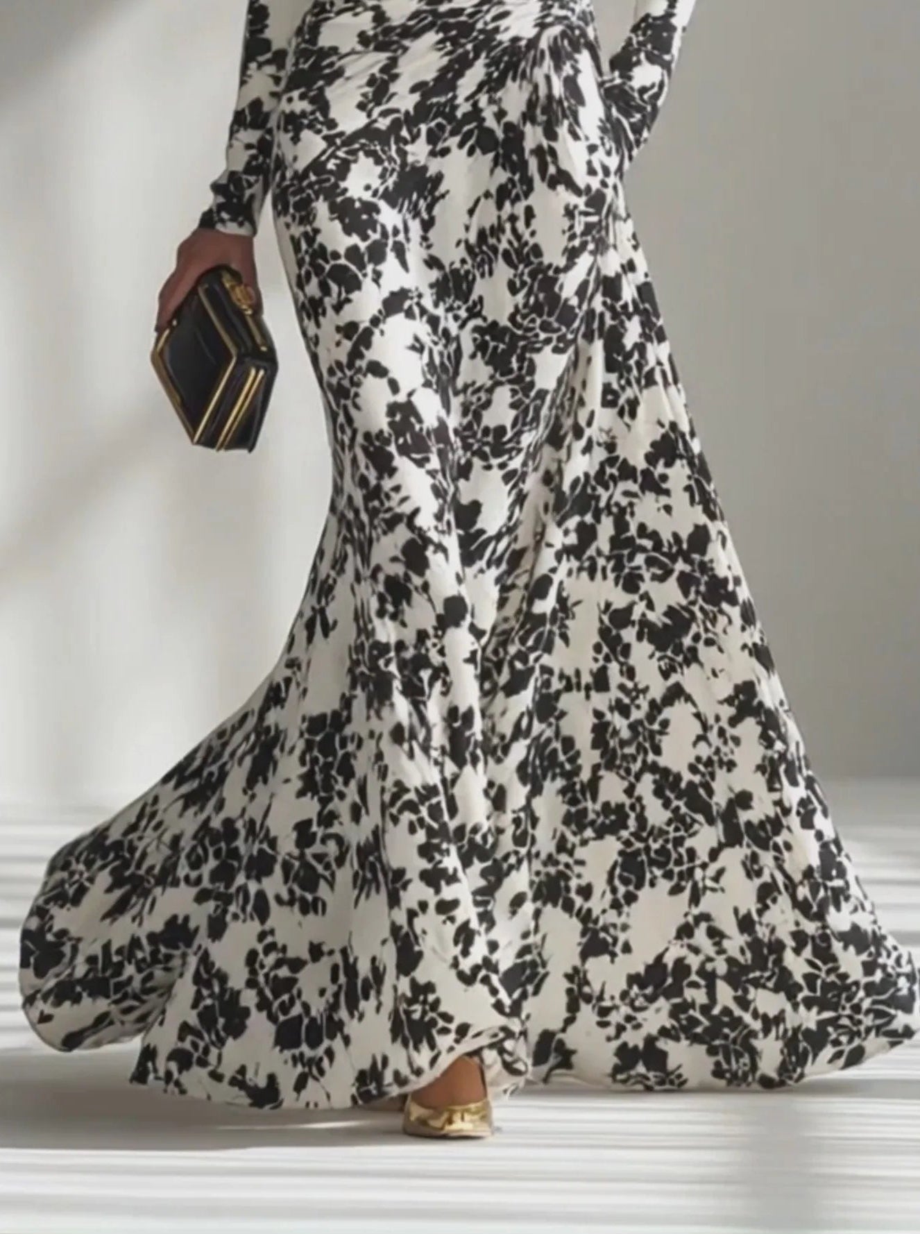 Nikita black and white floral maxi dress, view 3