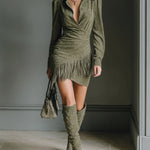 Hazel viscose V-neck mini dress, front view