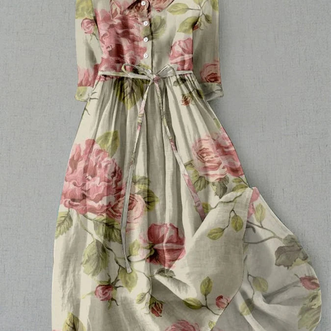Lucía vintage floral dress in Multicolour, front view