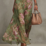 Serena green floral halterneck maxi dress, view 4