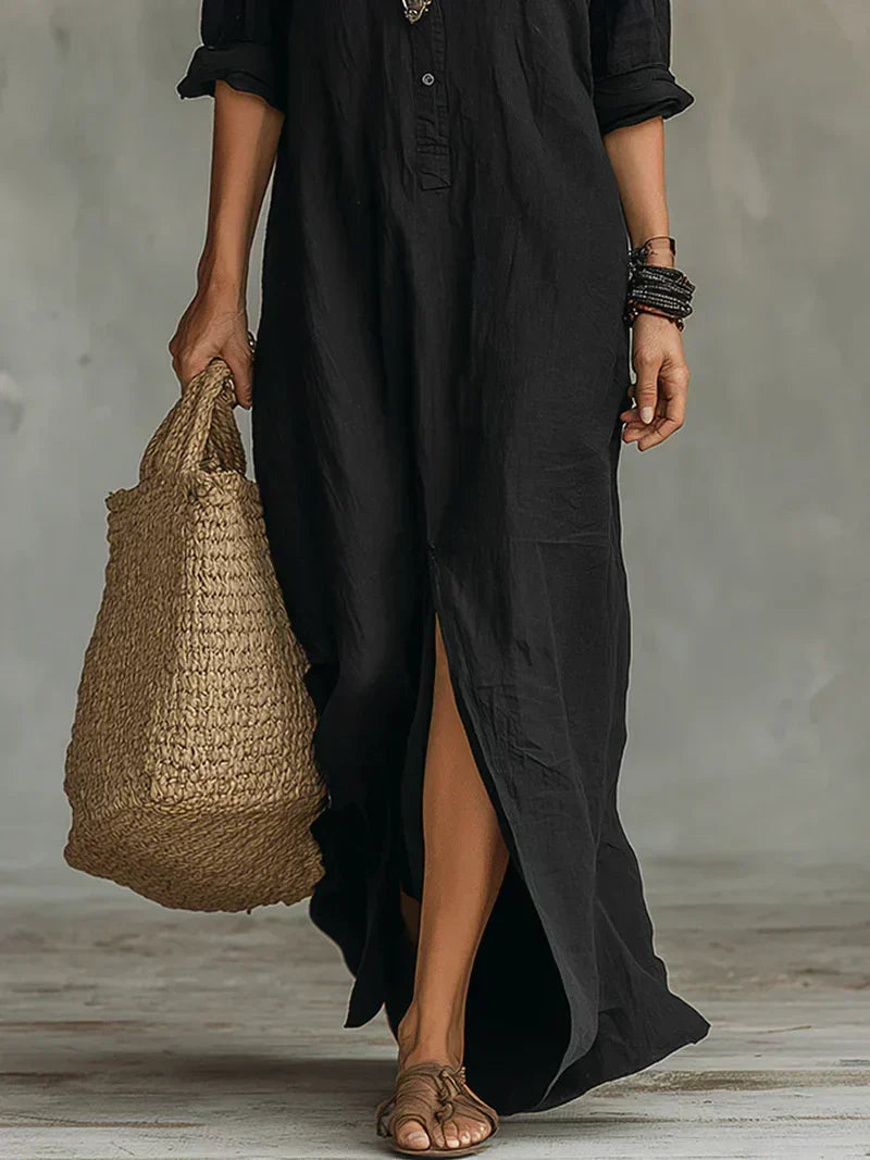 Savenora elegant shirt collar maxi dress, view 5