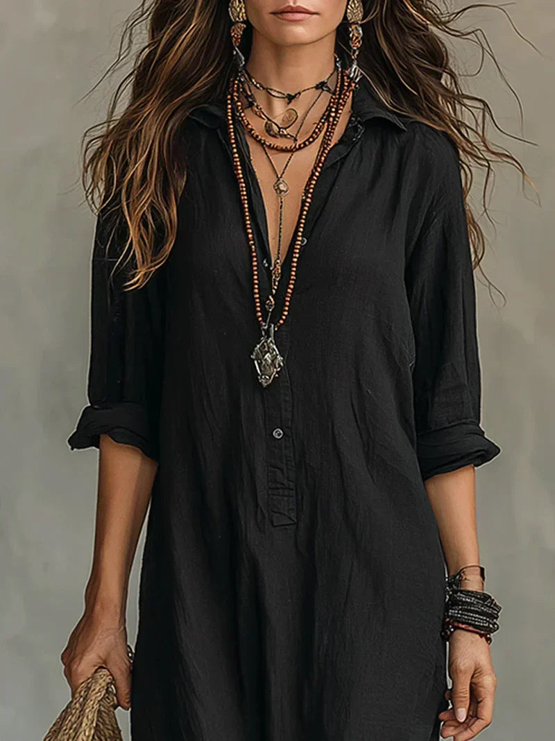 Savenora elegant shirt collar maxi dress, view 4