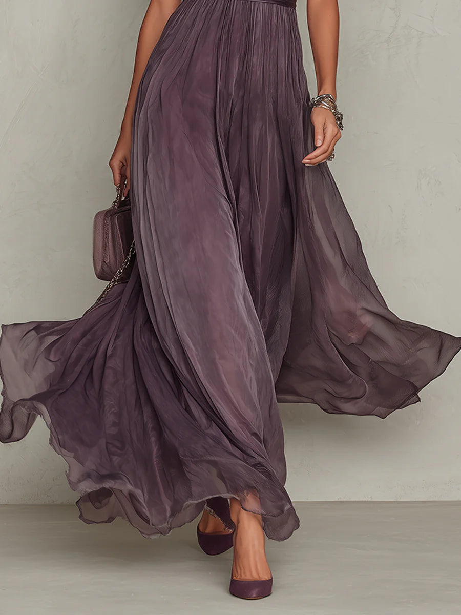 Flavia purple keyhole neck long dress, view 5