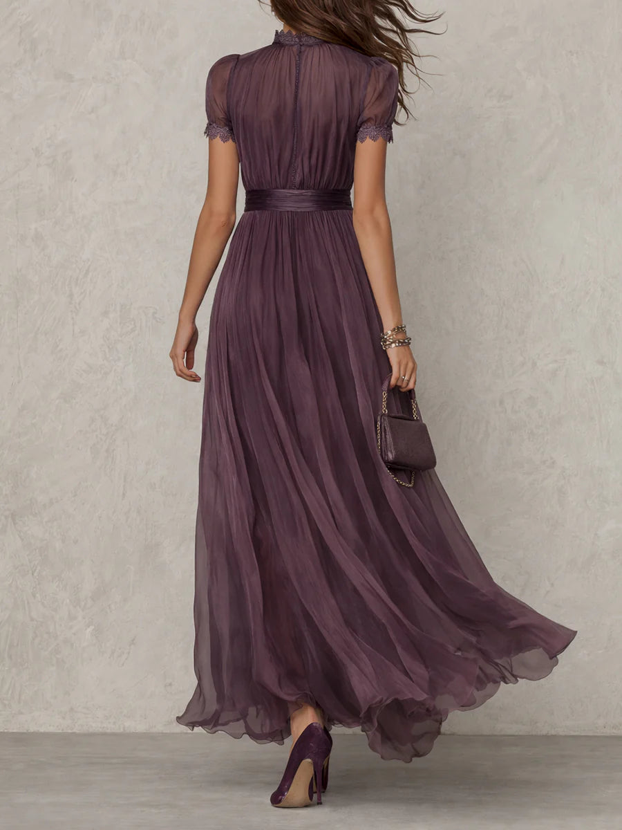 Flavia purple keyhole neck long dress, view 3