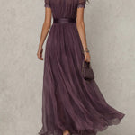 Flavia purple keyhole neck long dress, view 3
