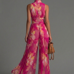 Leabella Fuchsia Floral Pleated Jumpsuit, view 2