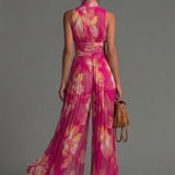 Leabella Fuchsia Floral Pleated Jumpsuit, view 2