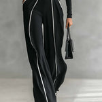 Henrietta black high-neck wide-leg trouser set, view 5