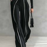 Henrietta black high-neck wide-leg trouser set, view 5