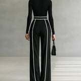 Henrietta black high-neck wide-leg trouser set, view 3