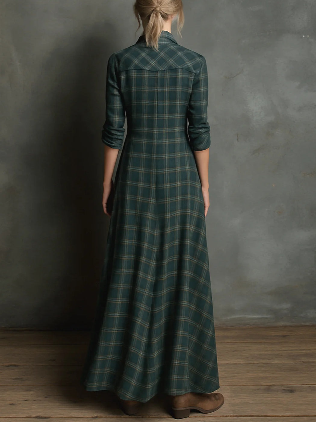Valentina long checked shirt dress, view 2