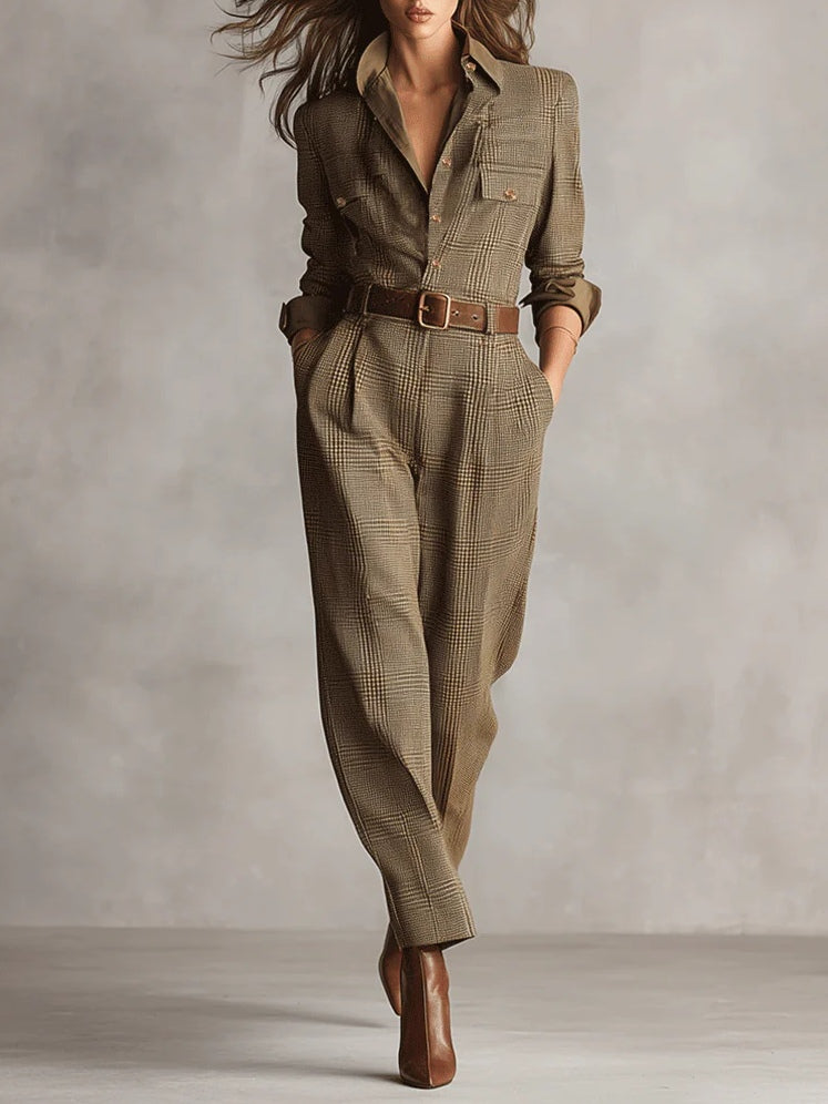 Celeste elegant tailored jumpsuit, front view