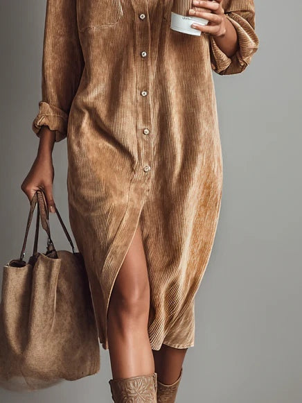 Elise Soft Corduroy Dress, view 3