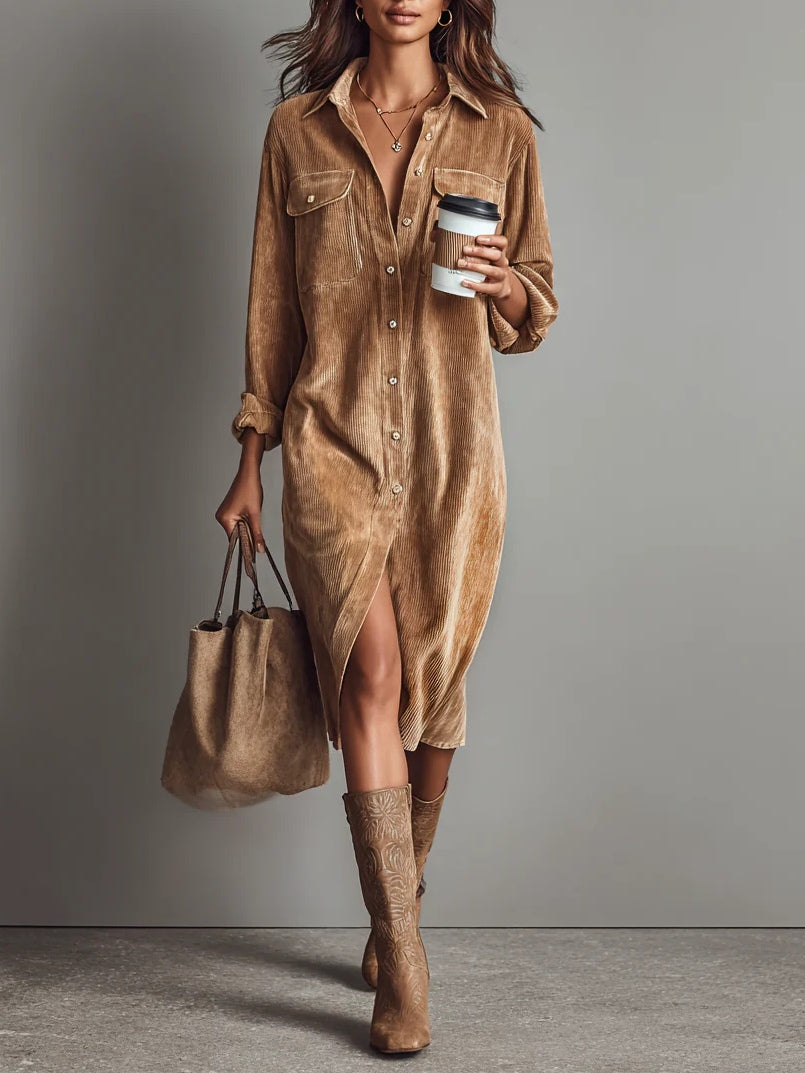 Elise Soft Corduroy Dress, front view