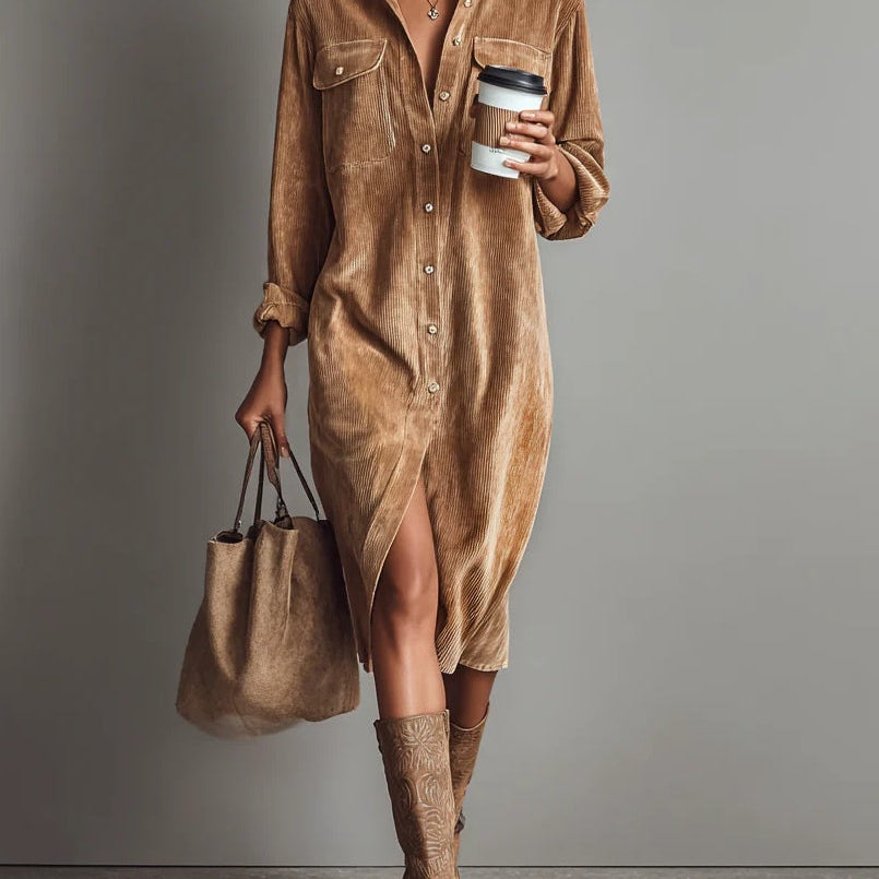 Elise Soft Corduroy Dress, front view