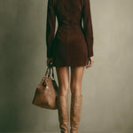 Georgina suede zip mini dress, view 6