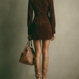 Georgina suede zip mini dress, view 6