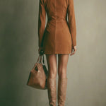 Georgina suede zip mini dress, view 4
