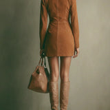 Georgina suede zip mini dress, view 4