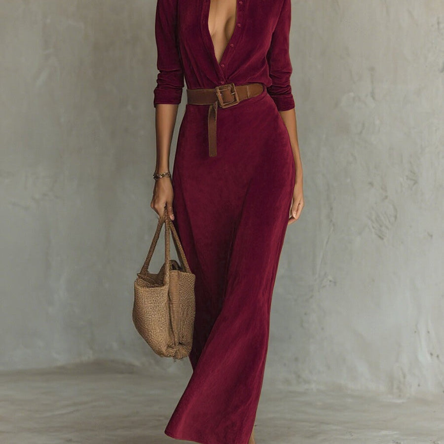 Aurelia belted suede look dress in Wine Red, view 9
