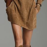 Florence suede turtleneck mini dress, view 3