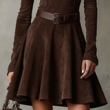 Meredith vintage suede mini dress, view 3