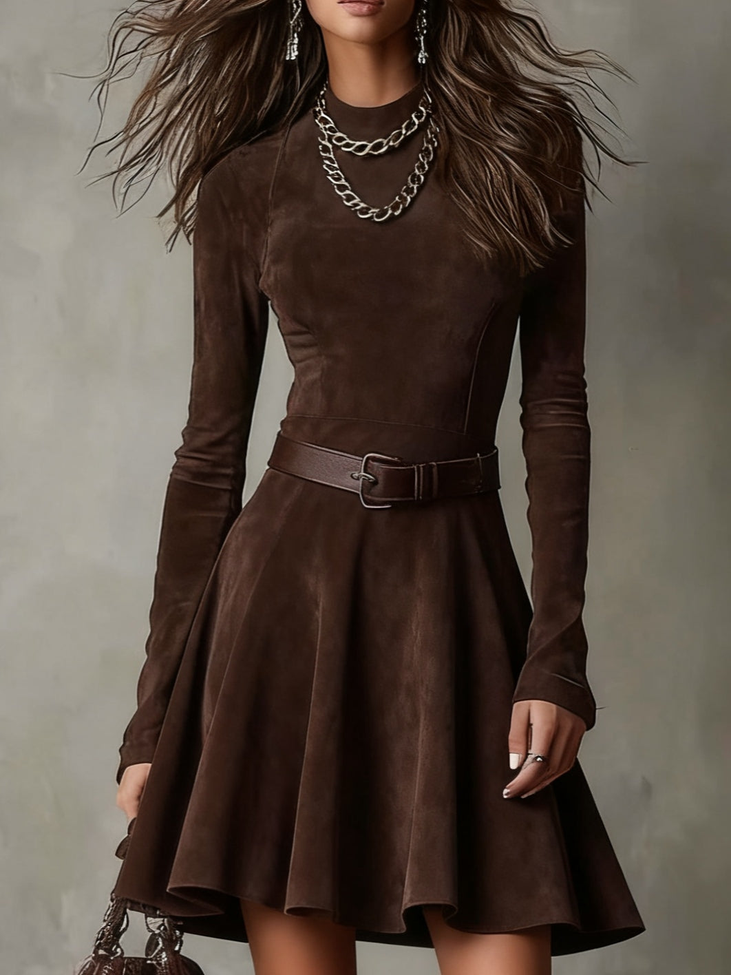 Meredith vintage suede mini dress, view 2