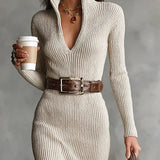 Clara Belted Knitted Dress, view 3