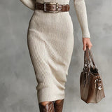 Clara Belted Knitted Dress, view 2