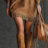 Emma fringed suede mini dress, view 3