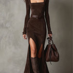 Ainsley faux leather maxi dress, front view
